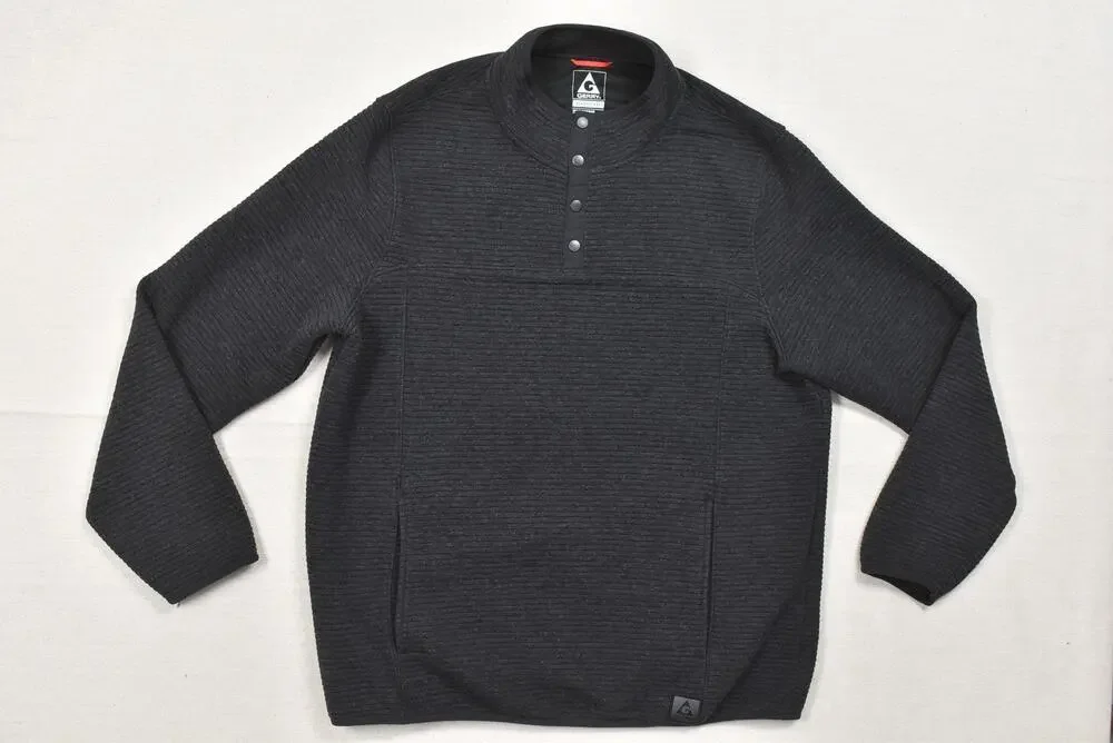 Gerry Mens XXL Black Ribbed Textured Quarter Snap Pullover Sweater Pockets 13521